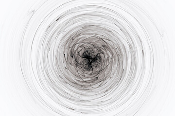 Black swirling pattern of crooked waves on a white background. Abstract fractal 3D rendering