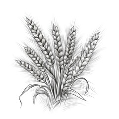 Hand drawn illustration of wheat. Isolated on white background. Created with generative AI.