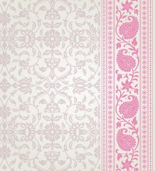 wedding card design, traditional paisley floral pattern , royal India	