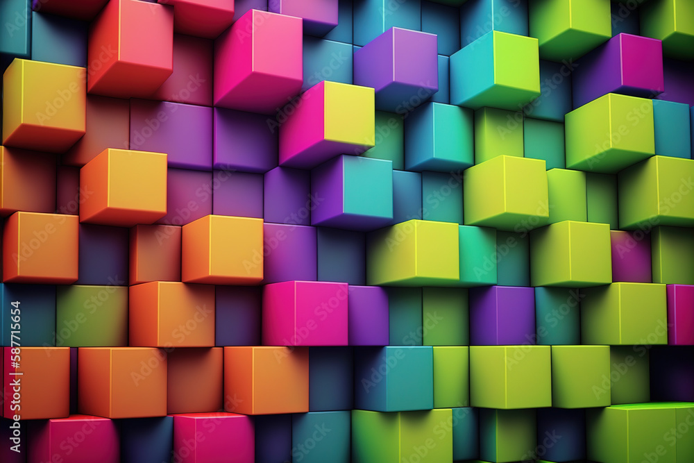 Poster abstract background of cube blocks wall stacking design for cubic wallpaper background . admirable g