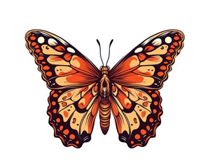 Butterfly isolated on white background. Vector illustration in vintage style.