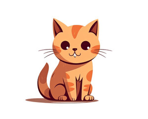 Cute cartoon cat on white background. Vector illustration in flat style.