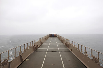 Obraz premium View from deck of cargo ship to sea. Created with Generative AI