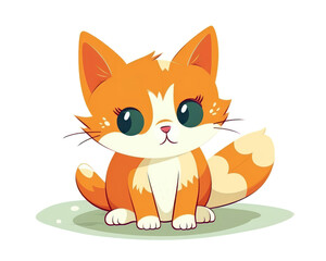 Obraz premium Cute cartoon cat. Vector illustration isolated on a white background.