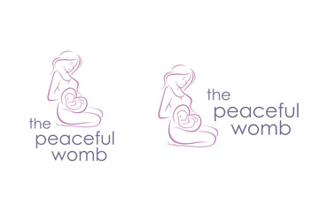 The Peacful Womb woman and baby simple illustration