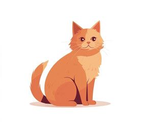 Obraz premium Cute ginger cat sitting on the floor. Vector illustration in cartoon style.