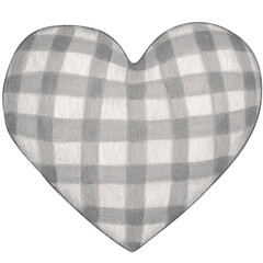 watercolor hand drawn gingham checkered heart