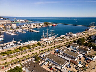 Aerial view of the Port of Gdynia on a sunny,summer day.