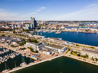 Aerial view of the Port of Gdynia on a sunny,summer day.
