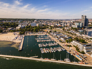 Aerial view of the Port of Gdynia on a sunny,summer day.