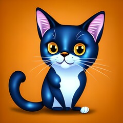 Generative AI cute cat illustration image