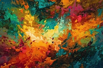 Fototapeta na wymiar colorful abstract painting of leaves. Generative AI