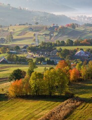 Autumn landscape with village, Slovakia. Discover the beauty of autumn nature © Ivan