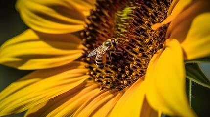 Bee Among Sunflowers
