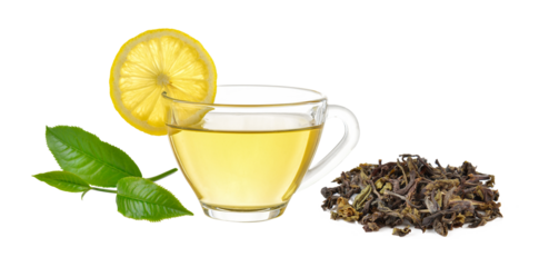 glass of lemon tea on transparent png