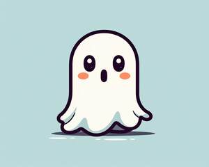 Cute ghost cartoon vector illustration. Cute halloween ghost character.
