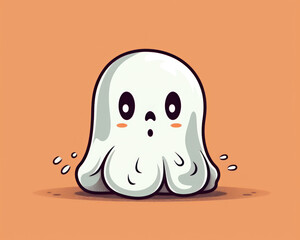 Fototapeta premium Cute ghost cartoon vector illustration. Cute halloween ghost character.