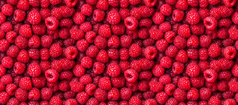 Fresh raspberry background. Texture raspberry berries close up. Realistic raspberry seamless pattern. Ecological vegetarian food background. digital ai art