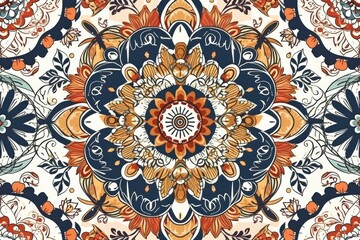 vibrant floral pattern on a crisp white backdrop. Generative AI