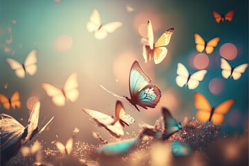 Obraz na płótnie Canvas beautiful butterfly bokeh background experience nature's magic generative ai