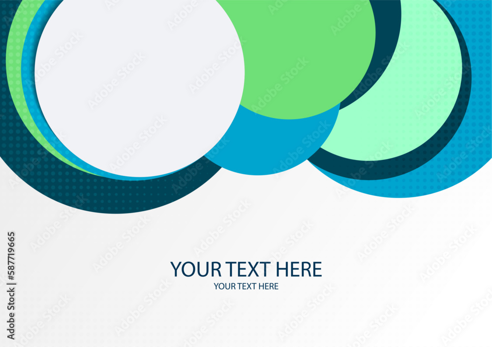 Poster colorful overlapping circles, modern abstract composition with shadows and text. geometric backgroun