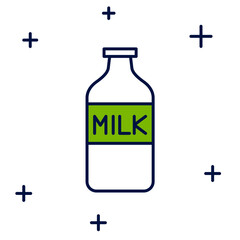 Filled outline Closed glass bottle with milk icon isolated on white background. Vector