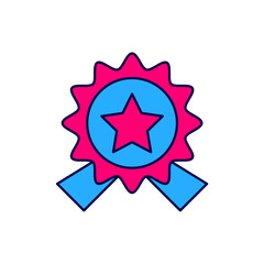 Filled outline Medal with star icon isolated on white background. Winner achievement sign. Award medal. Vector