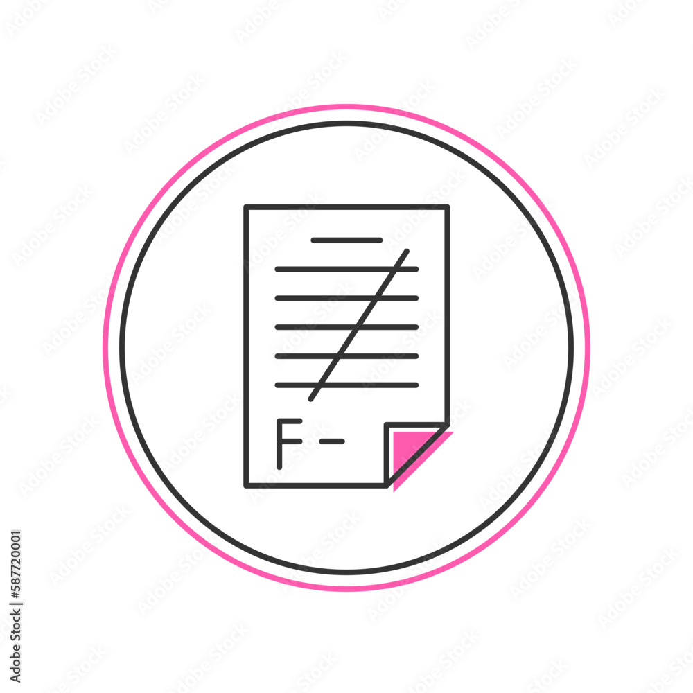 Poster filled outline exam paper with incorrect answers survey icon isolated on white background. bad mark 