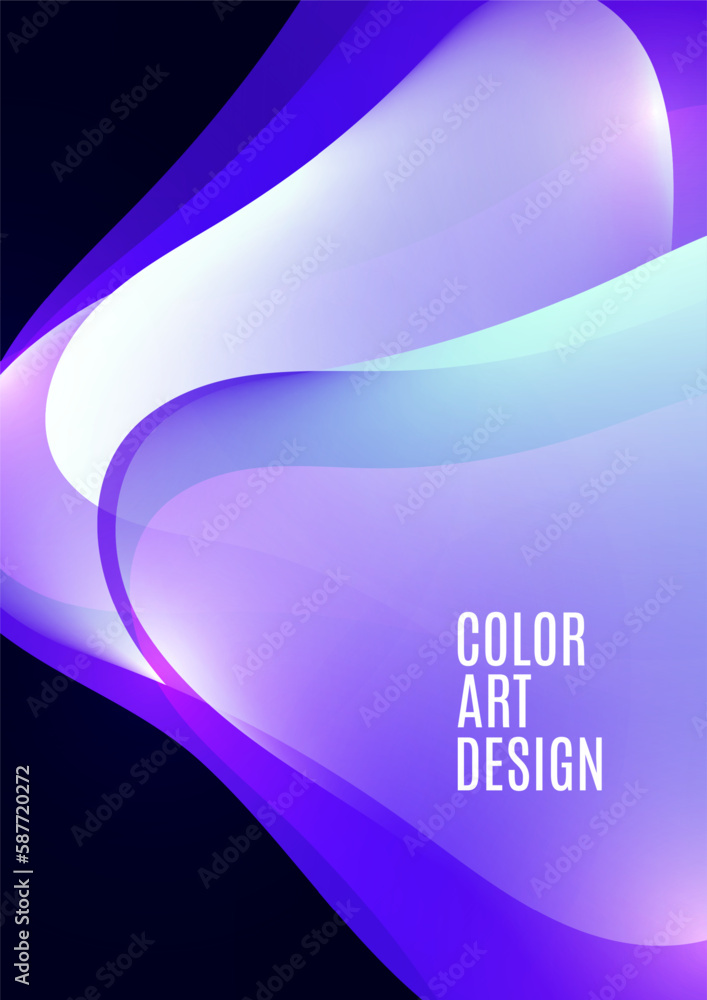 Aufkleber smooth overlapping transparent shapes. bright gradient flow, dynamic liquid texture. fashion art for