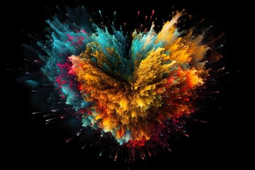 Colorful Heart Explosion on Black Background