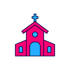 Filled outline Church building icon isolated on white background. Christian Church. Religion of church. Vector