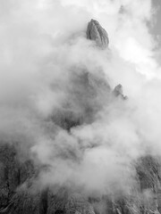 Stormy summer landscape of the famous Pale di San Martino near San Martino di Castrozza, Italian dolomites