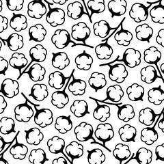 Fototapeta premium Cotton pattern background set. Collection cotton icons. Vector