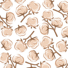 Cotton pattern background set. Collection cotton icons. Vector