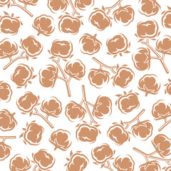 Cotton pattern background set. Collection cotton icons. Vector