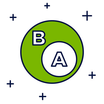 Filled outline Subsets, mathematics, a is subset of b icon isolated on white background. Vector