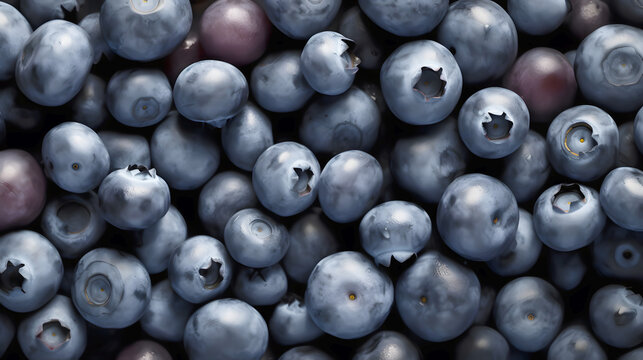 Fresh blueberries background, close up blueberries, generative AI