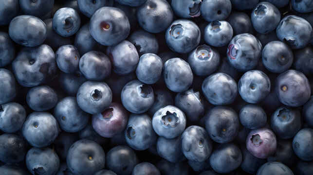 Fresh blueberries background, close up blueberries, generative AI