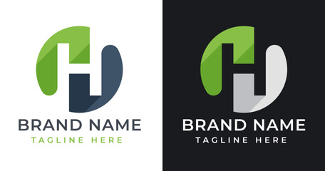 Initial letter H Logo vector illustration with Abstract Circle Shape design