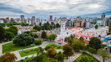 aerial view of The Basilica of Our Lady of the Pillar in Recoleta, Buenos Aires Basílica Nuestra...