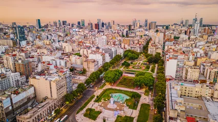 Papier Peint photo autocollant Buenos Aires National Congress of Argentina Aerial Drone Above Buenos Aires National Historic Landmark Building and Park