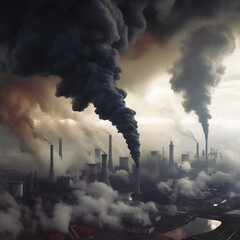 industrial chimneys smoke from factory