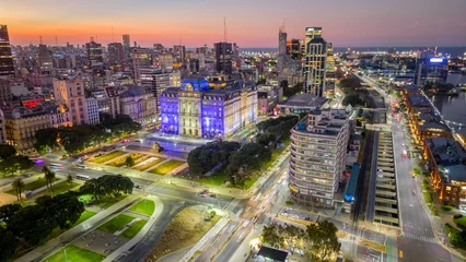Plexiglas foto achterwand Buenos Aires aerial drone cityscape skyline illuminated at night  © Michele