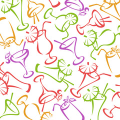 Cocktail pattern background. Collection icon cocktail. Vector