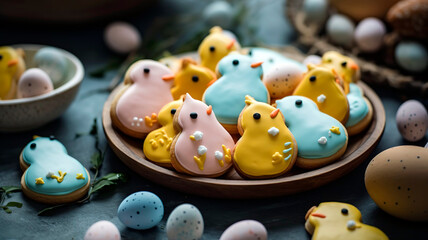 close-up of a selection of delicious Easter-themed cookies. Cute and Tasty Easter Cookies A Sweet Holiday Affair