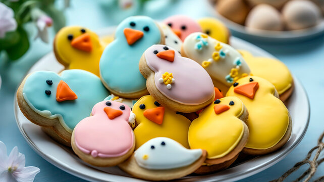 close-up of a selection of delicious Easter-themed cookies. Easter Baking Bliss Assorted Iced Cookies