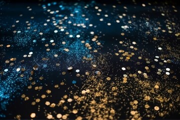 abstract light background blue and gold sequins - obrazy, fototapety, plakaty