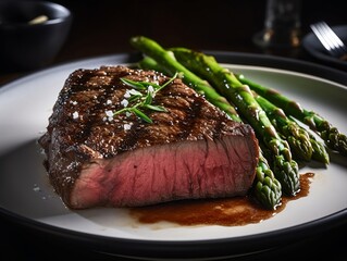 Mouth watering steak with asparagus