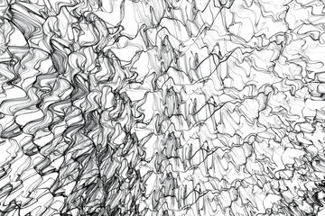 Black pattern of crooked waves on a white background. Abstract fractal 3D rendering