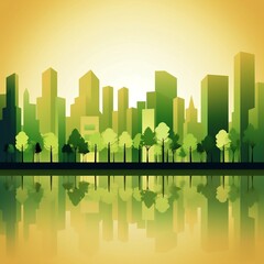 Abstract background Green eco friendly city and urban forest landscape abstract. Created using generative AI.